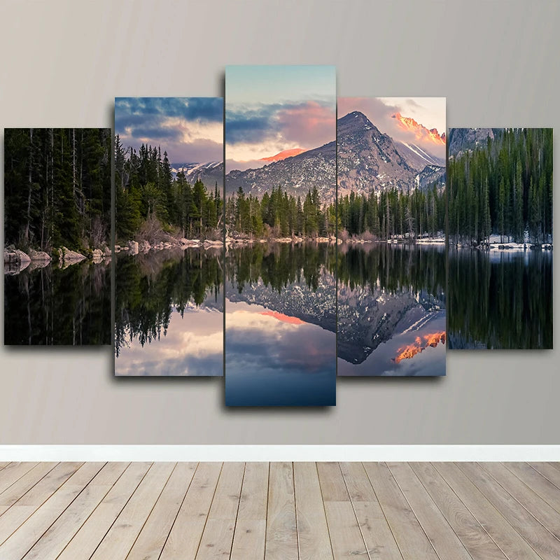 5-Piece Lake Landscape Canvas Wall Art – Unframed Home Decor Posters