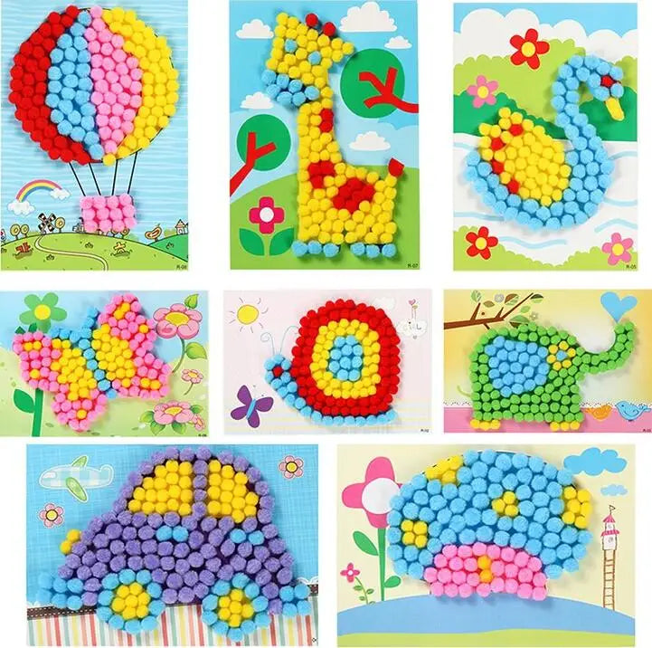 2-Piece Plush Ball Painting & Sticker Craft Set – DIY Educational Toy