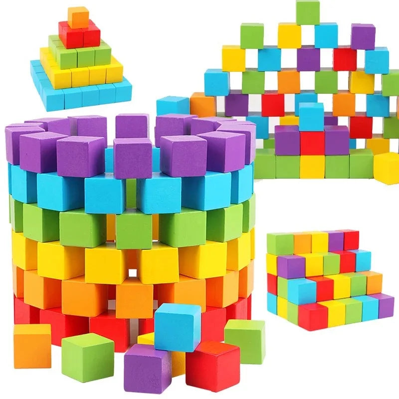 30/50PCS Wooden Building Blocks – Montessori Educational Toy