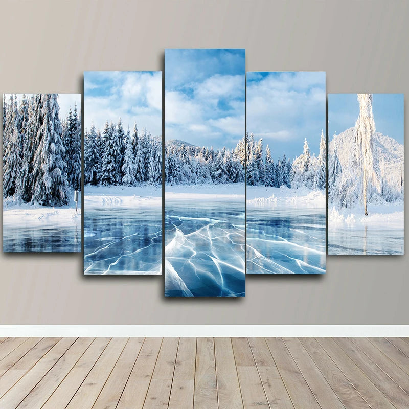 5-Piece Lake Landscape Canvas Wall Art – Unframed Home Decor Posters
