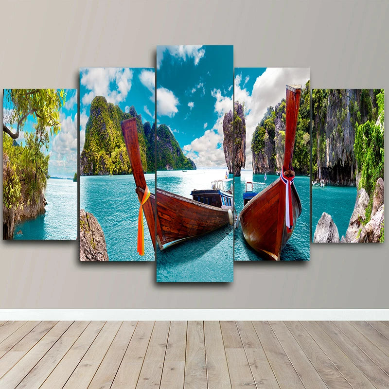 5-Piece Lake Landscape Canvas Wall Art – Unframed Home Decor Posters