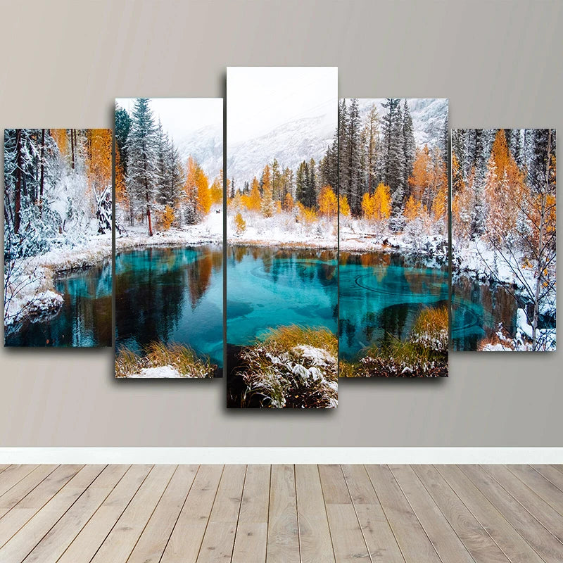 5-Piece Lake Landscape Canvas Wall Art – Unframed Home Decor Posters
