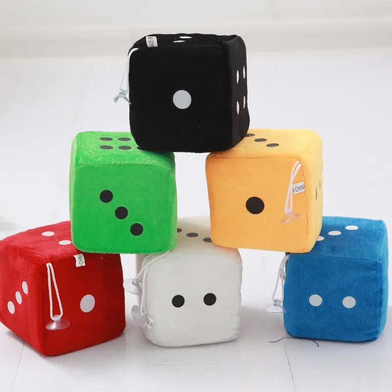 2PCS Fuzzy Dice Car Mirror Hanger – Soft Plush Interior Decor