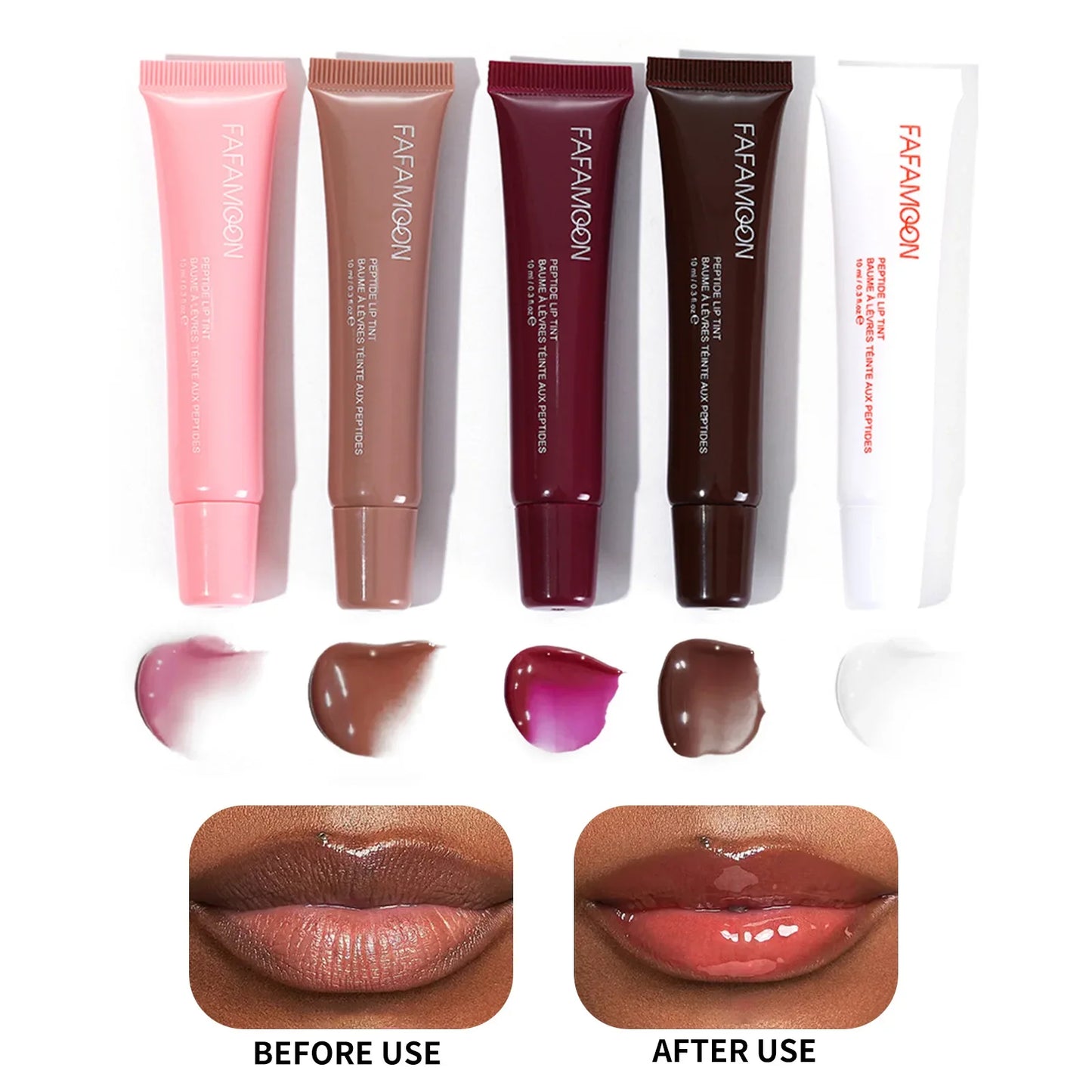 1pc Plumping Mirror Lip Gloss – Nude Brown, Transparent, Moisturizing Lip Oil