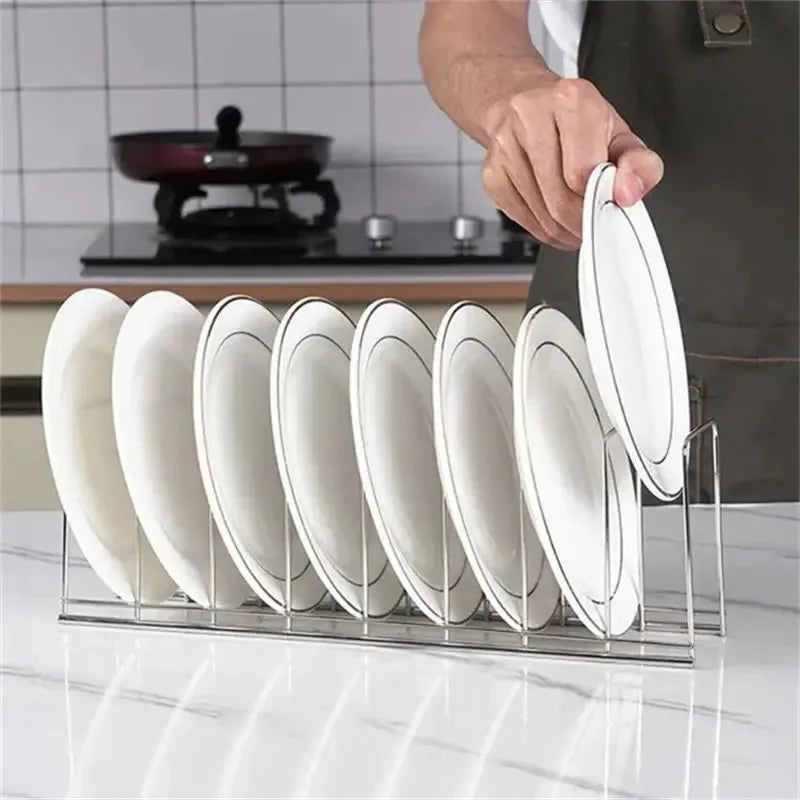 Stainless Steel Kitchen Bowl & Dish Organizer – Cutlery & Pot Lid Rack