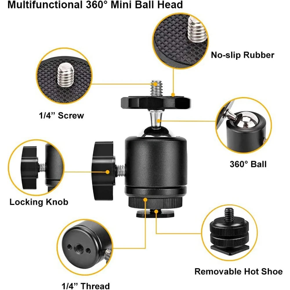 ERIKOLE 360° Mini Ball Head Super Clamp with Quick Release