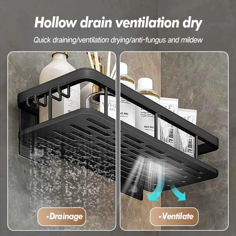 Stainless Steel Bathroom Storage Rack – Anti-Rust Suction Shower Organizer