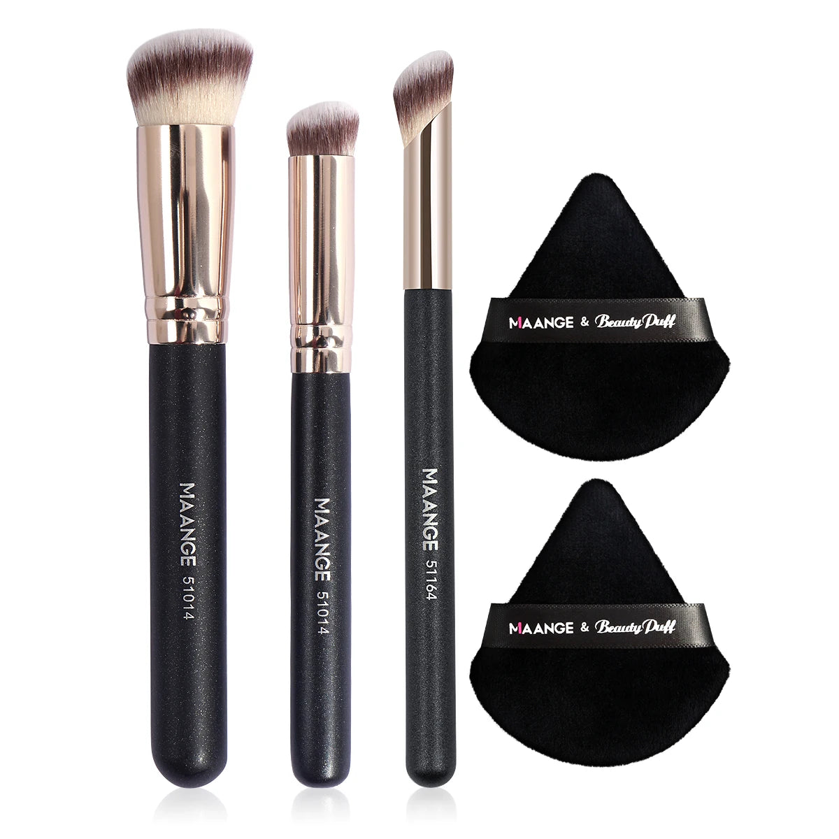 Maange 5-Piece Makeup Brush & Puff Set – Concealer, Eyeshadow, Blending Tools