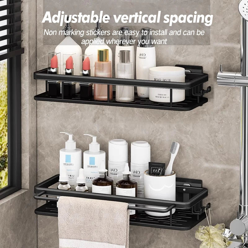 Stainless Steel Bathroom Storage Rack – Anti-Rust Suction Shower Organizer
