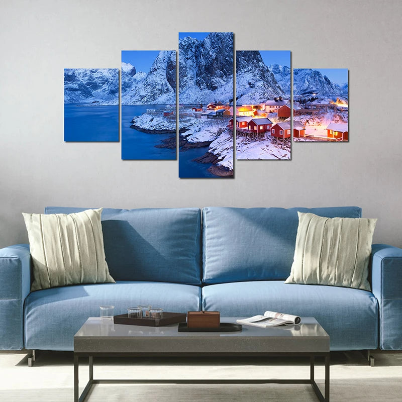 5-Piece Lake Landscape Canvas Wall Art – Unframed Home Decor Posters