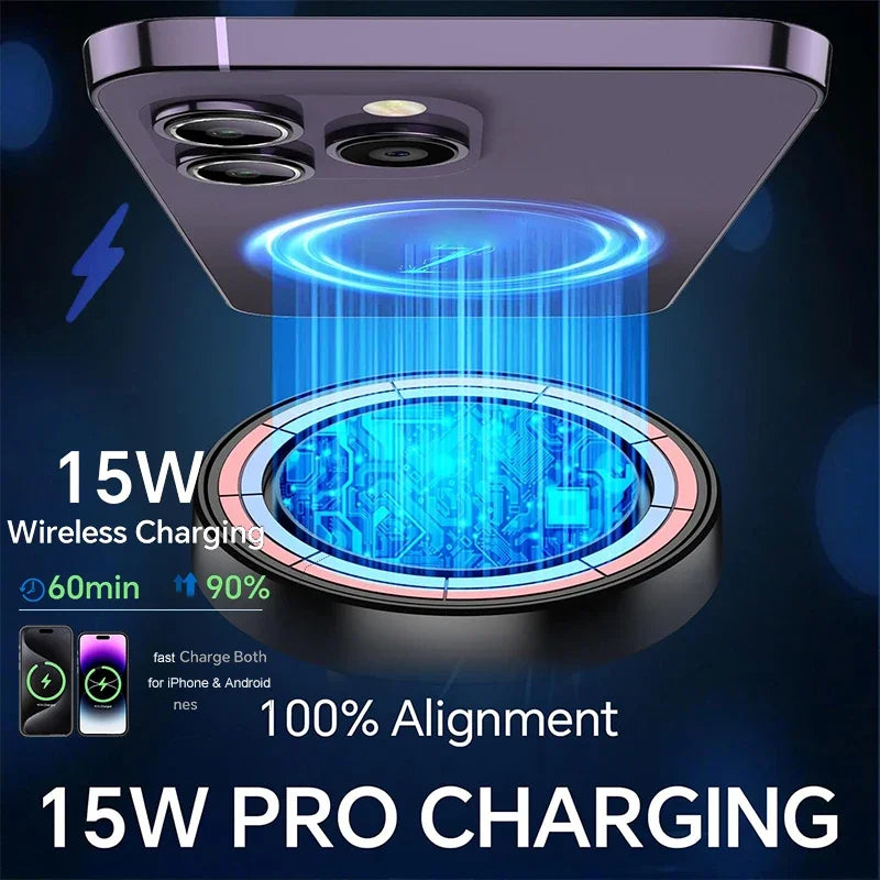 UYUXIO 15W Magnetic Wireless Car Charger – Fast Charging Phone Holder