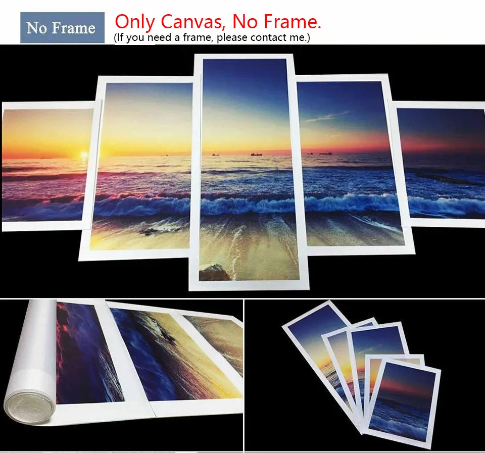 5-Piece Lake Landscape Canvas Wall Art – Unframed Home Decor Posters