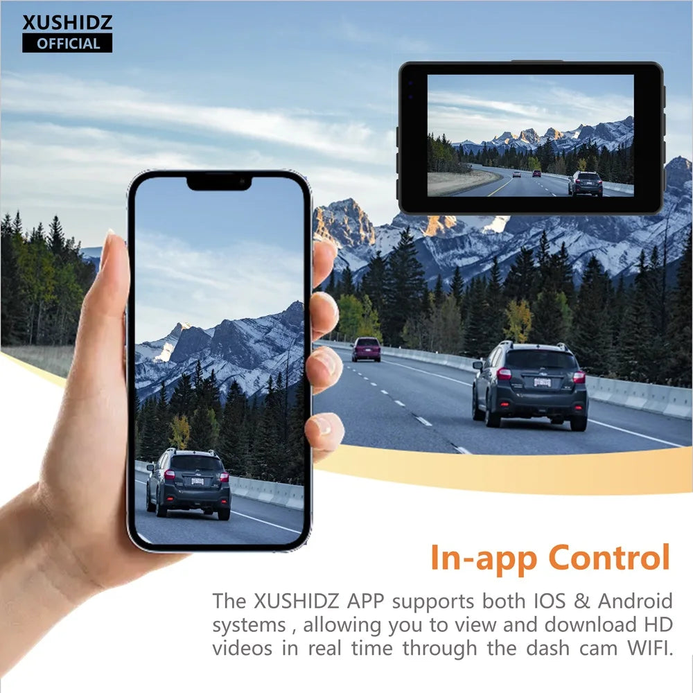 XUSHIDZ X02 2K WiFi Dash Cam – Dual-Channel with Night Vision & Parking Monitor