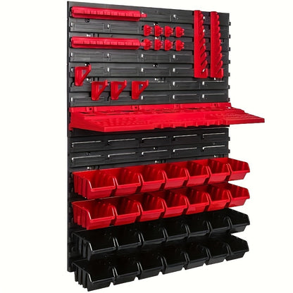 47pcs Lenotos DIY Tool Organizer Set - Durable Red & Black Storage