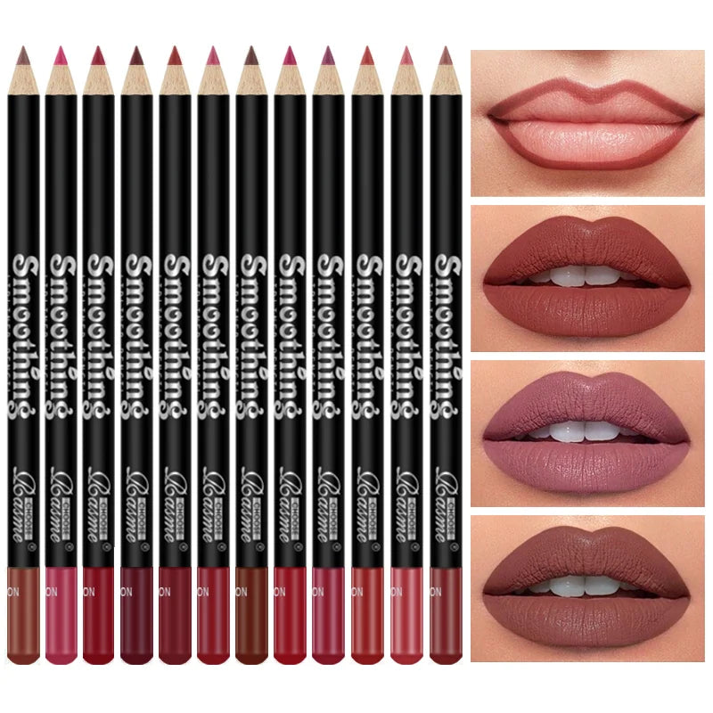 12-Piece Lipstick Set with Lip Liner & Matte Gloss
