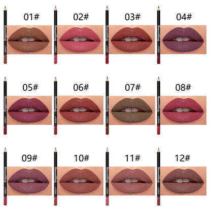 12-Piece Lipstick Set with Lip Liner & Matte Gloss