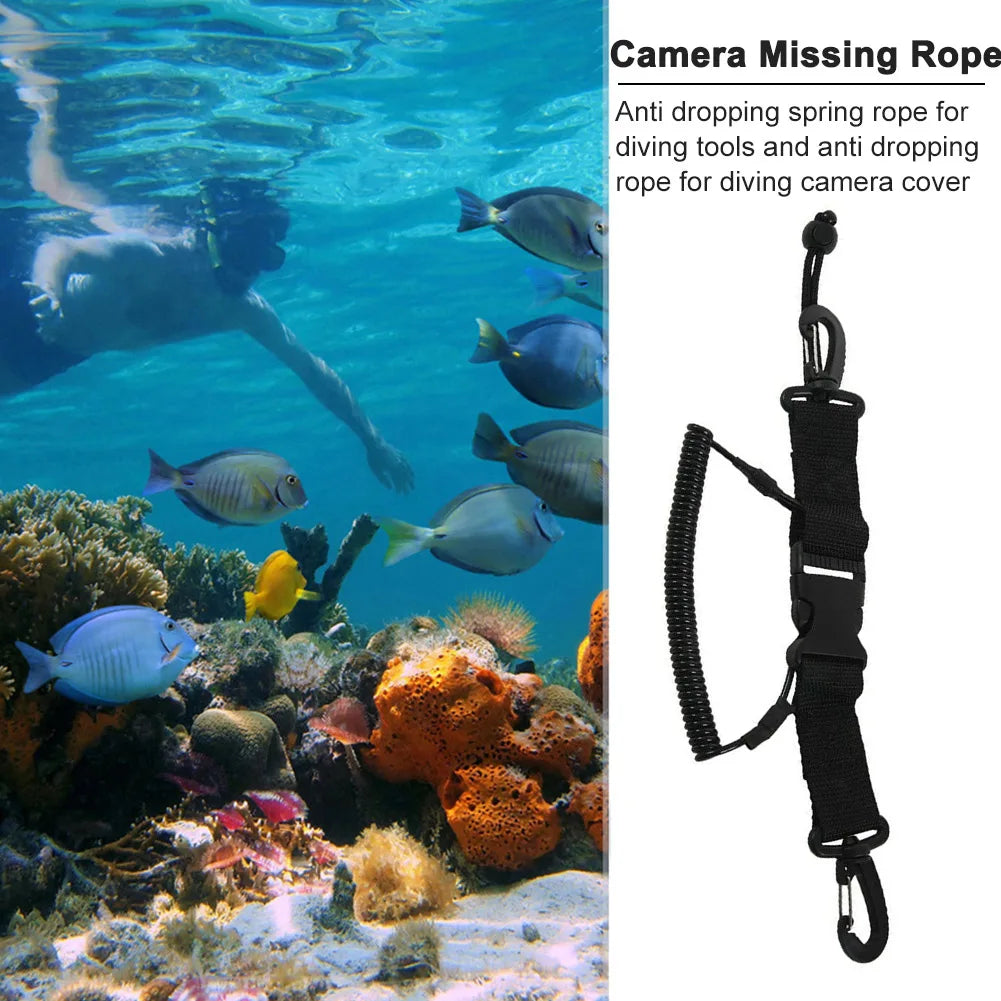Diving Camera Lanyard with Spring Coil & Quick Release Buckle