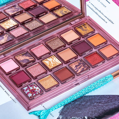 18-Color Pomegranate Eyeshadow Palette – Shimmer & Matte, Waterproof