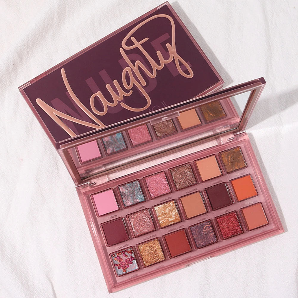 18-Color Pomegranate Eyeshadow Palette – Shimmer & Matte, Waterproof
