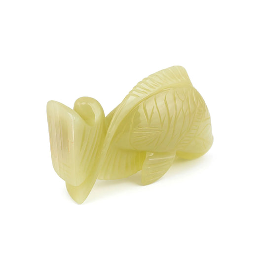 Hand-Carved Green Onyx Fish Sculpture – Natural Stone Décor