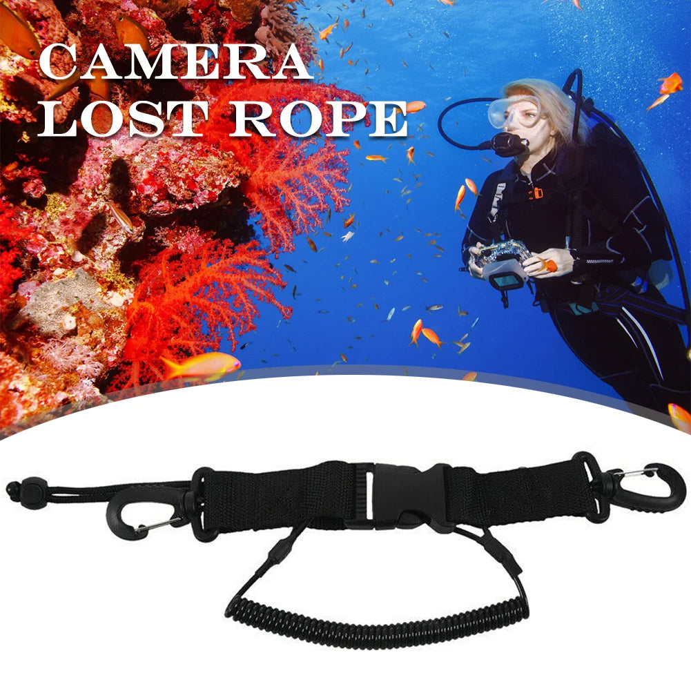 Diving Camera Lanyard with Spring Coil & Quick Release Buckle