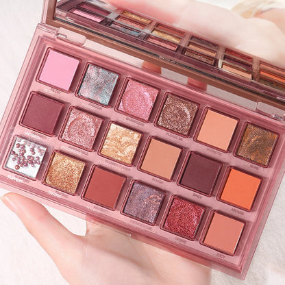 18-Color Pomegranate Eyeshadow Palette – Shimmer & Matte, Waterproof