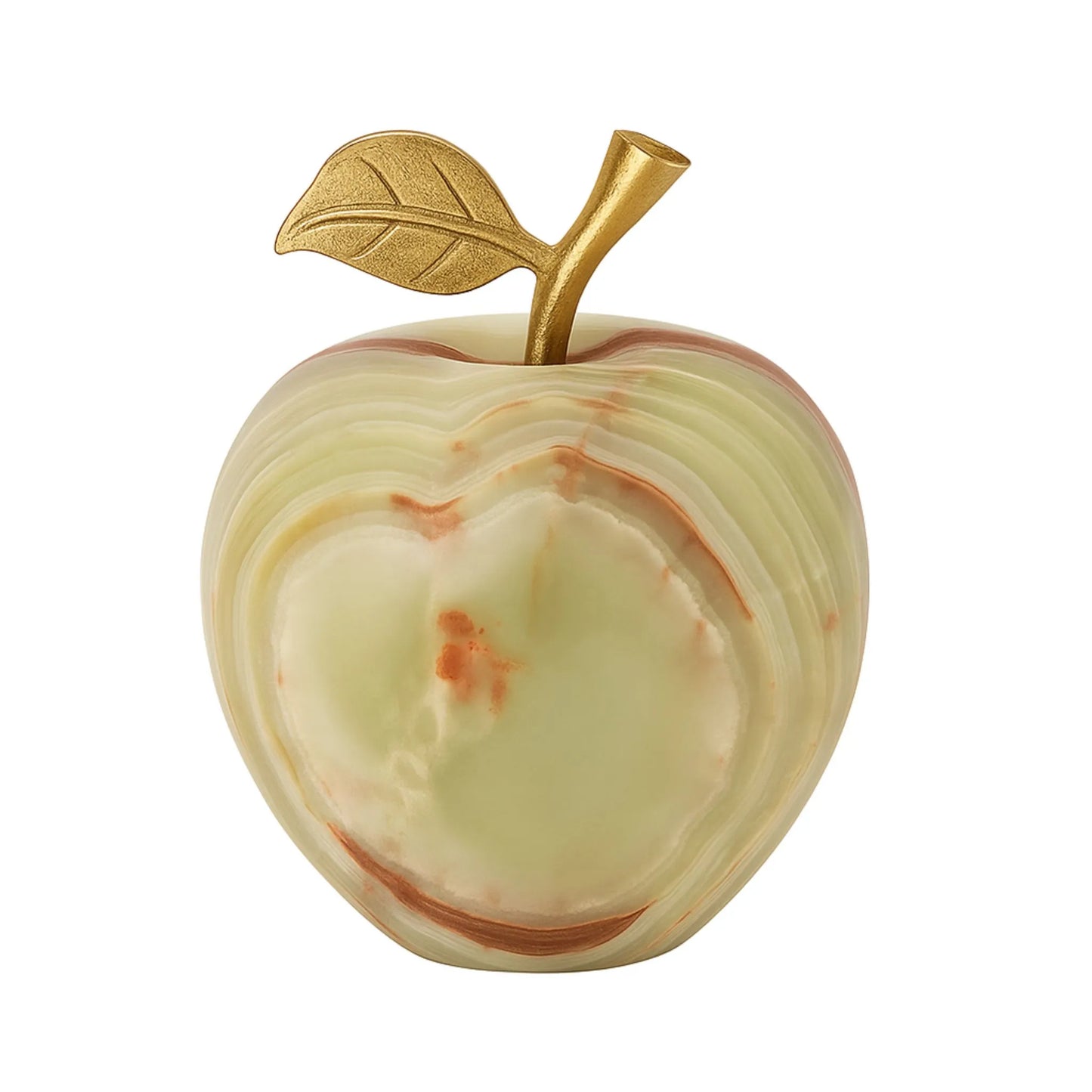 Nature’s Jewel – Hand-Carved Onyx Apple with Leaf