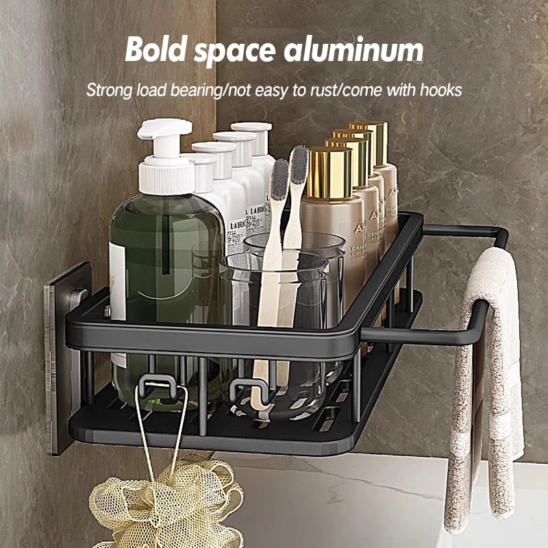 Stainless Steel Bathroom Storage Rack – Anti-Rust Suction Shower Organizer