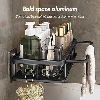 Stainless Steel Bathroom Storage Rack – Anti-Rust Suction Shower Organizer