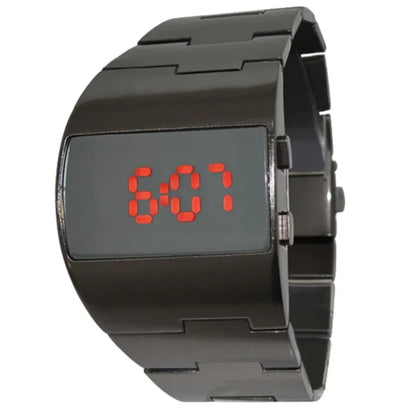 Luxury Men's LED Digital Sport Watch, Black Stainless Steel