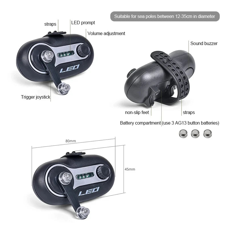Electronic Fishing Rod Alarm with Sound & Light Clip