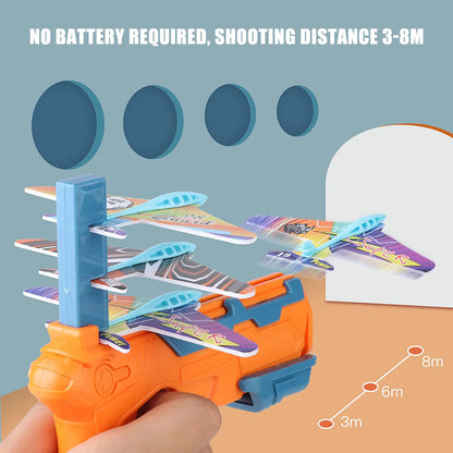 Airplane Launcher Catapult Set – 6 Planes & Bubble Shooter Toy