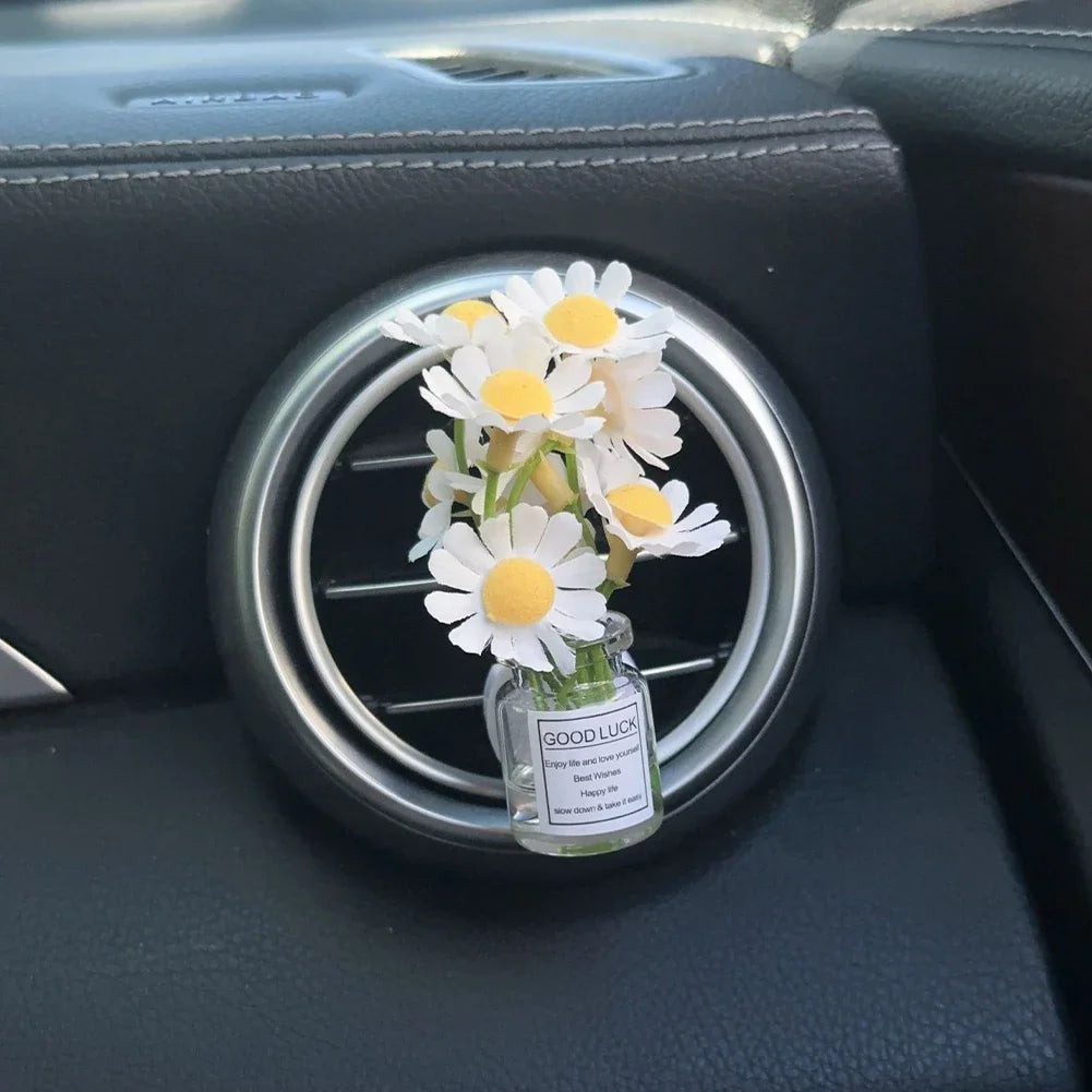 Car Air Vent Flower Clip – Simulated Jasmine & Baby’s Breath Decor