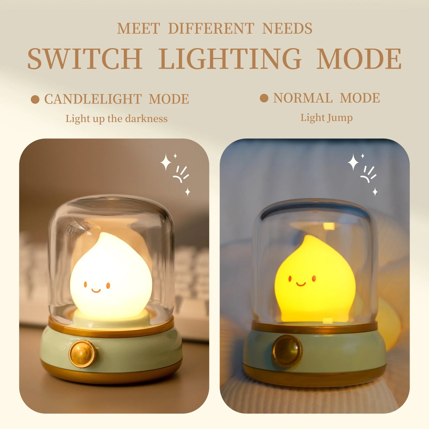 Mini LED Night Lamp Cute USB Rechargeable Cartoon Table Lamp
