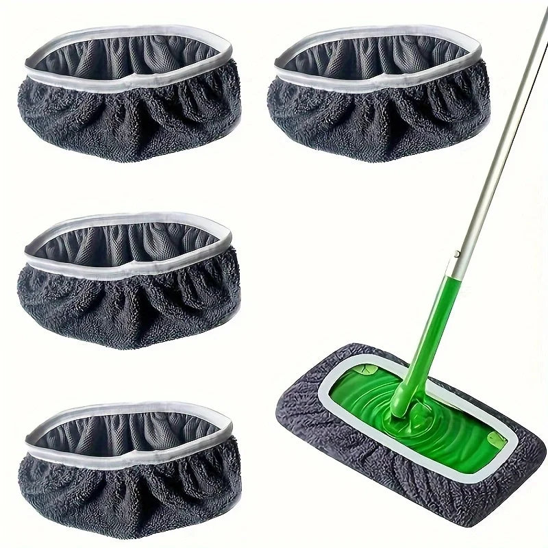 4pcs Reusable Washable Replacement Mop Pads – Durable Flat Floor Mop Cloths