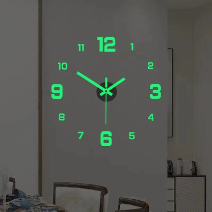 3D DIY Luminous Wall Clock – Frameless Acrylic Silent Decor Clock