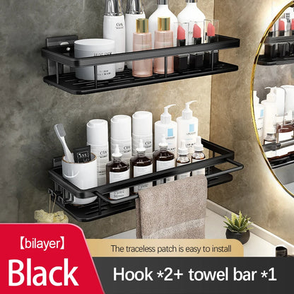 Stainless Steel Bathroom Storage Rack – Anti-Rust Suction Shower Organizer