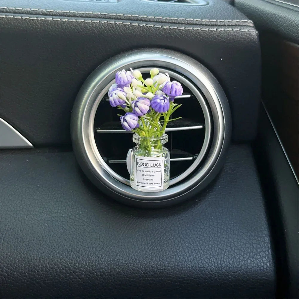 Car Air Vent Flower Clip – Simulated Jasmine & Baby’s Breath Decor