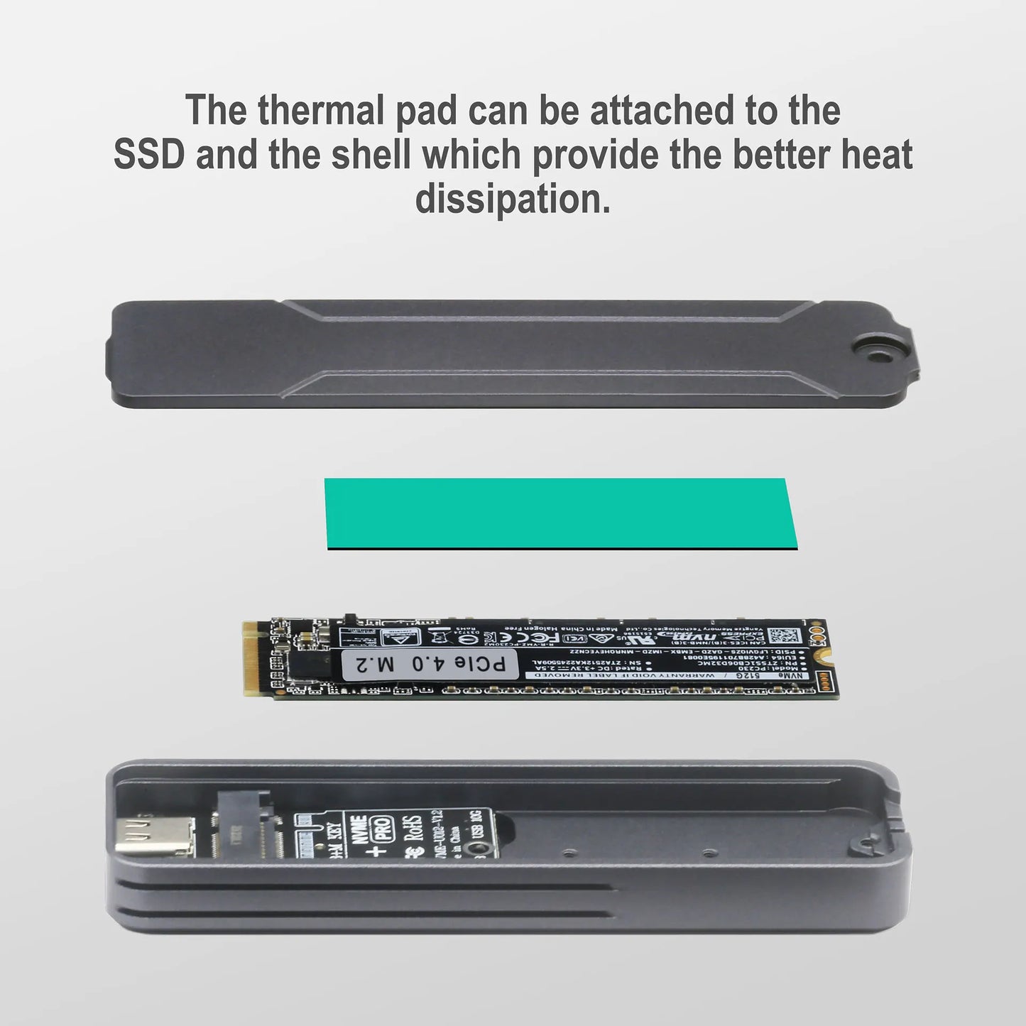 M.2 NVMe/SATA SSD Enclosure USB 3.2 Gen2 10Gbps Aluminum Case