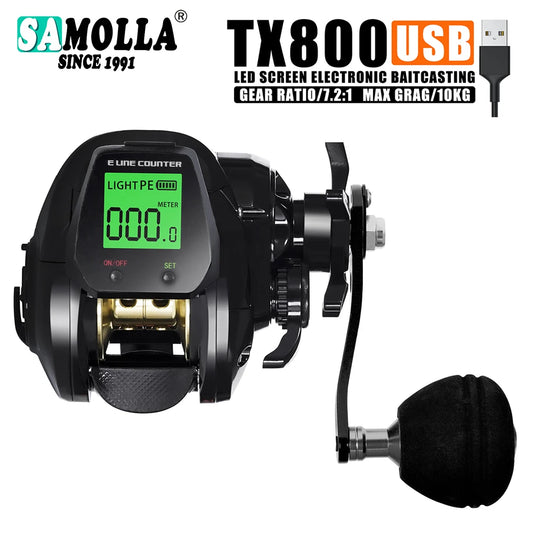 SAMOLLA High-Speed Baitcasting Fishing Reel with LED Screen