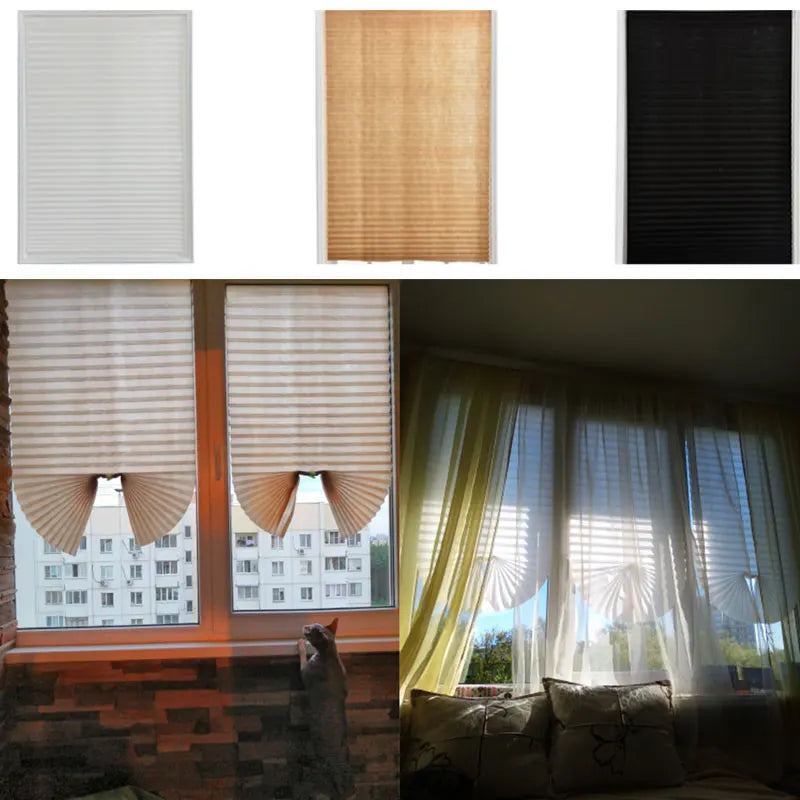 Self-Adhesive Pleated Blinds – Non-Woven Zebra Roller Curtains