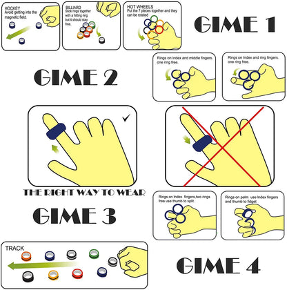 3pcs Colorful Finger Magnetic Rings for Stress Relief