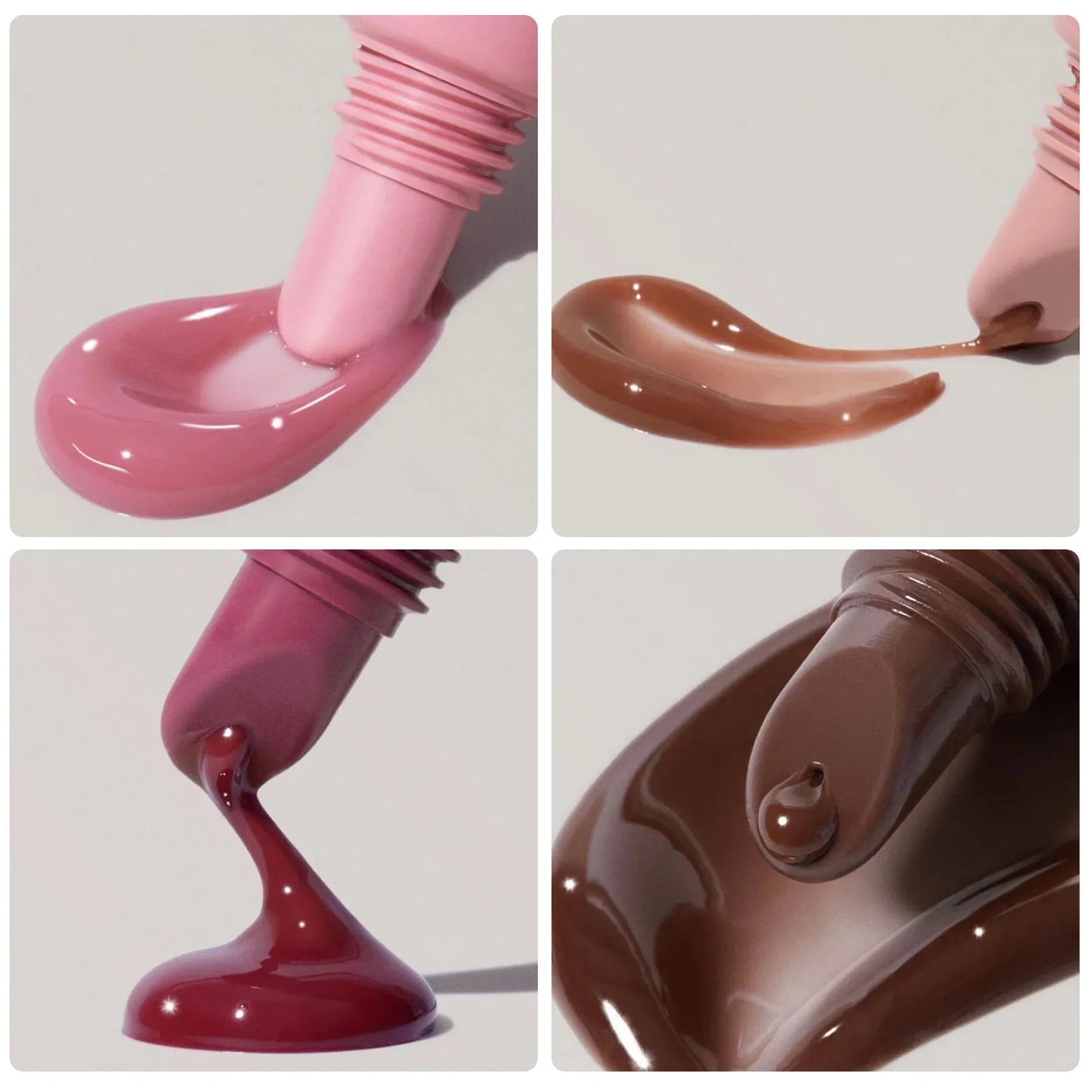 1pc Plumping Mirror Lip Gloss – Nude Brown, Transparent, Moisturizing Lip Oil
