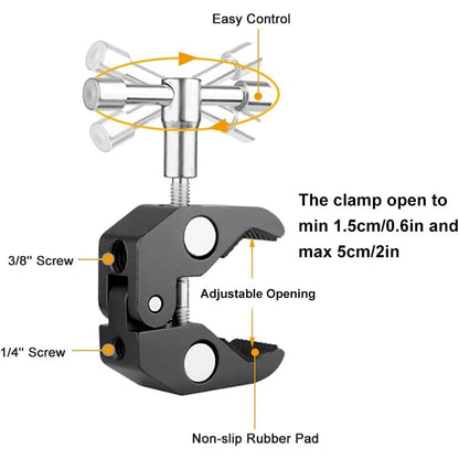 ERIKOLE 360° Mini Ball Head Super Clamp with Quick Release