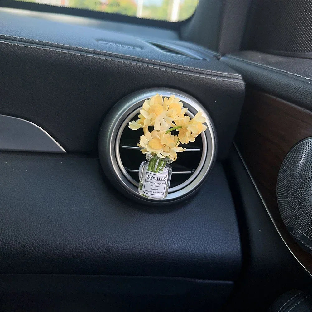 Car Air Vent Flower Clip – Simulated Jasmine & Baby’s Breath Decor