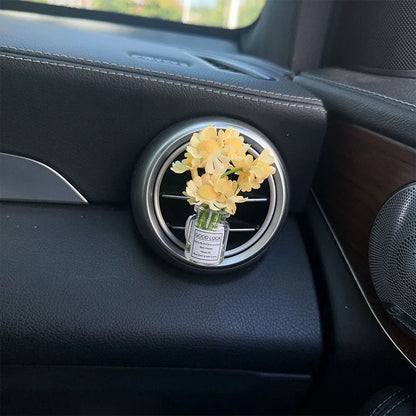 Car Air Vent Flower Clip – Simulated Jasmine & Baby’s Breath Decor