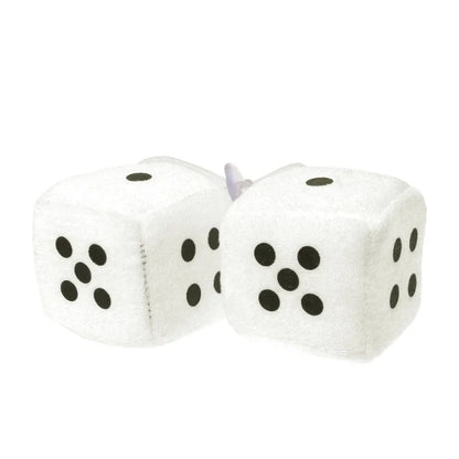 2PCS Fuzzy Dice Car Mirror Hanger – Soft Plush Interior Decor