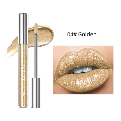 QIBEST Shimmer Lip Gloss 6 Colors Diamond Glitter Lip Tint