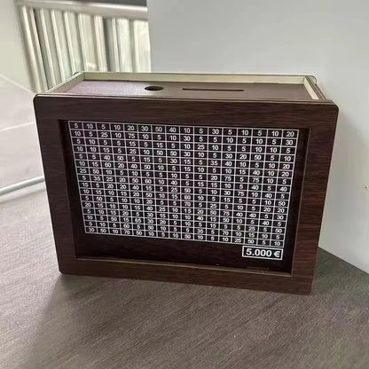 Wooden Euro Money Saving Box with Goal Tracker