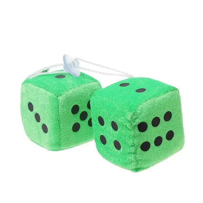 2PCS Fuzzy Dice Car Mirror Hanger – Soft Plush Interior Decor